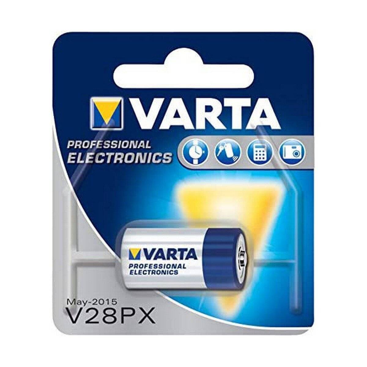 VARTA Professional Electronics V28PX' Batterie-Verpackung mit Markenlogo und Produkt. Geeignet für Kameras und Taschenrechner.