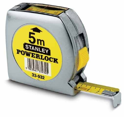 Stanley STANLEY Taschenrollbandmaß PowerLock L.5m B.19mm mm/cm EGII Ku.Sichtfenster SB - 0-33-932