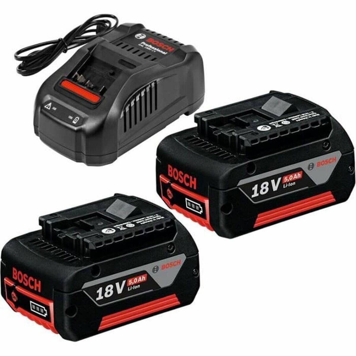 Bosch Starter-Set 18V (2x GBA 18V 5.0Ah + GAL 1880 CV Professional), LadegerÃ ¤ t (schwarz, 2x Akku + LadegerÃ ¤ t, AMPShare