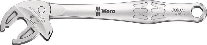 Silberner Wera Werkzeuggriff mit Logo in schwarzer Schrift. Der Griff ist schlank und ergonomisch.