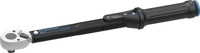 Eine elegante schwarze Griffschiene mit einem digitalen Bildschirm, höchstwahrscheinlich Teil eines elektronischen Geräts, die vor einem schlichten weißen Hintergrund liegt.