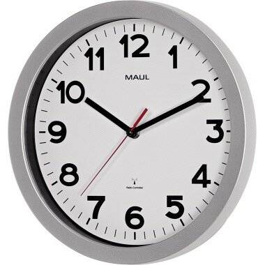 MAUL Wanduhr MAULstep 90530-95 30cm silb Innenbereich Kunststoff/Glas