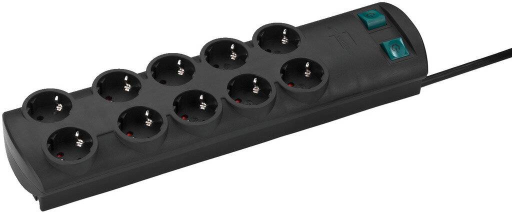 Brennenstuhl Primera-Line Steckdosenleiste 10-fach Duo (schwarz, 2 Meter)