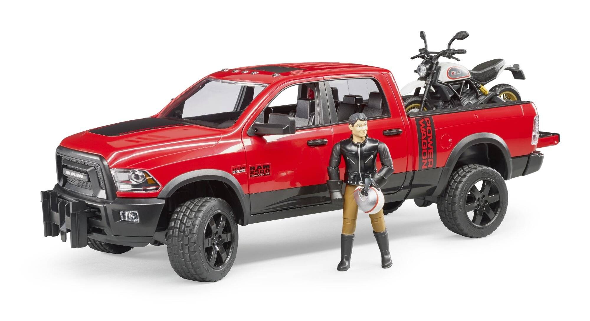 bruder RAM 2500 Power Wagon mit Ducati Desert Sled und Fahrer