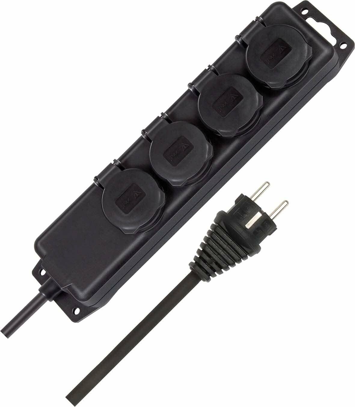 Brennenstuhl Outdoor-Steckdosenleiste IP44, 4-fach (schwarz, 2 Meter)