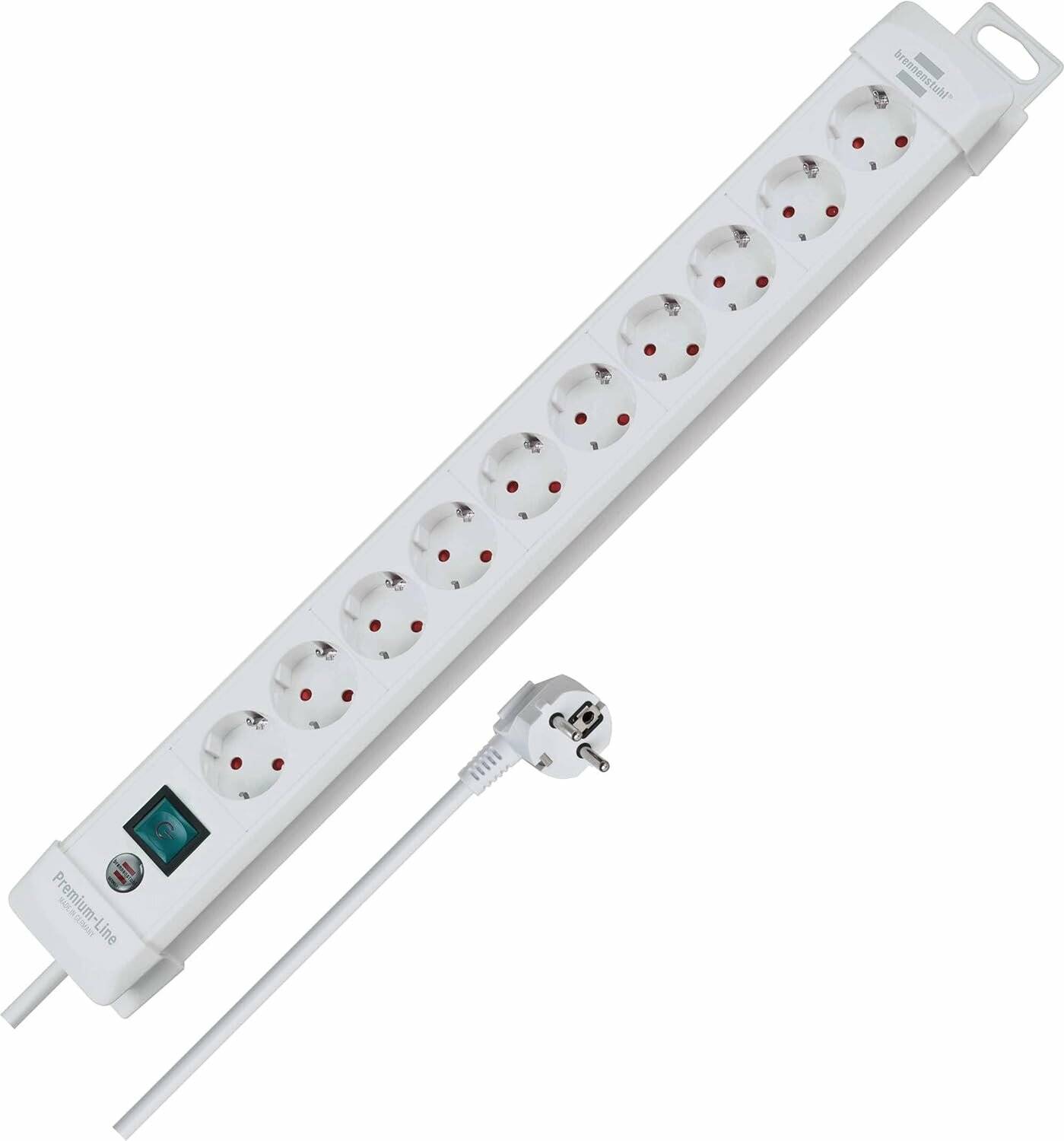 brennenstuhl Premium-Line 10-fach Steckdosenleiste mit Schalter 3,0 m weiß
