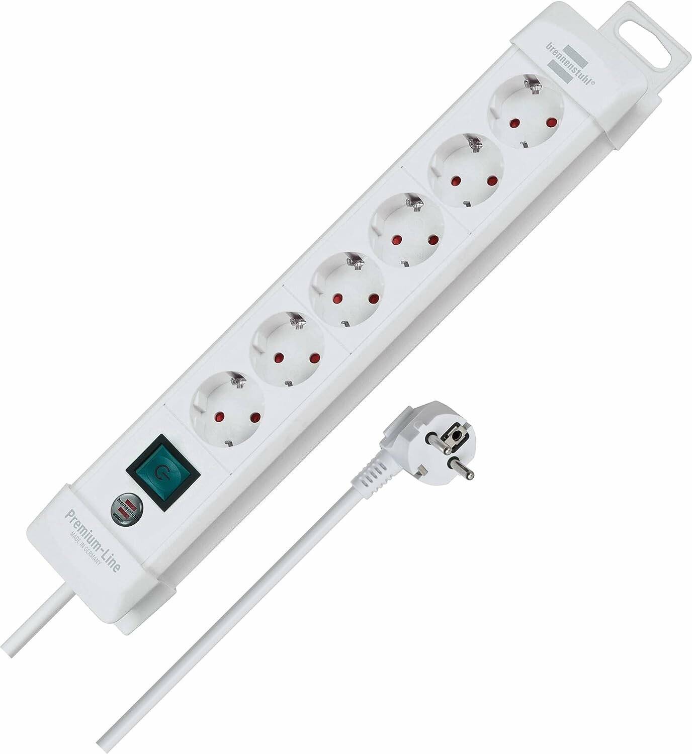 brennenstuhl Premium-Line 6-fach Steckdosenleiste mit Schalter 3,0 m weiß