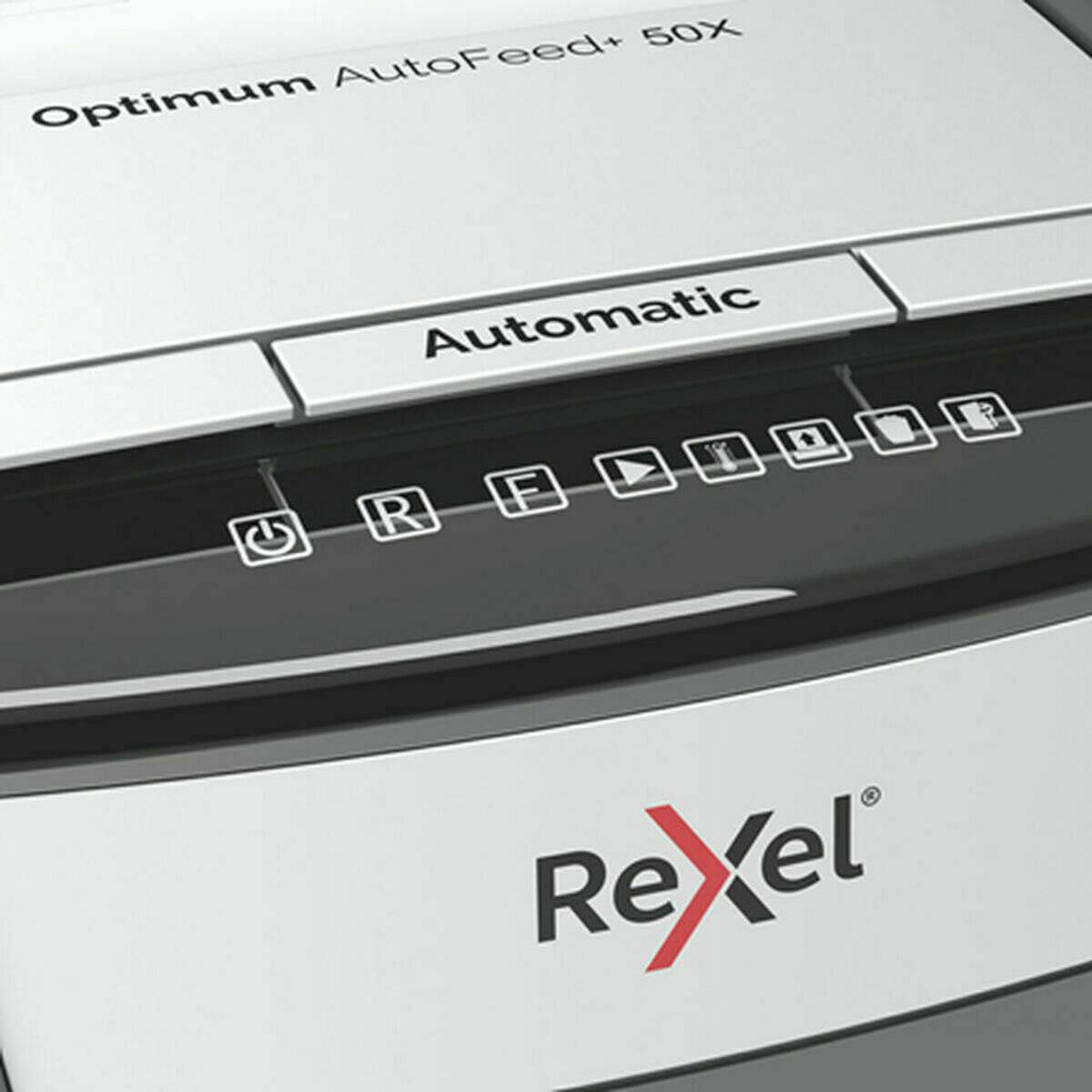 Rexel Aktenvernichter, Optimum AutoFeed+ 50X, Partikelschnitt, 4 x 28 mm