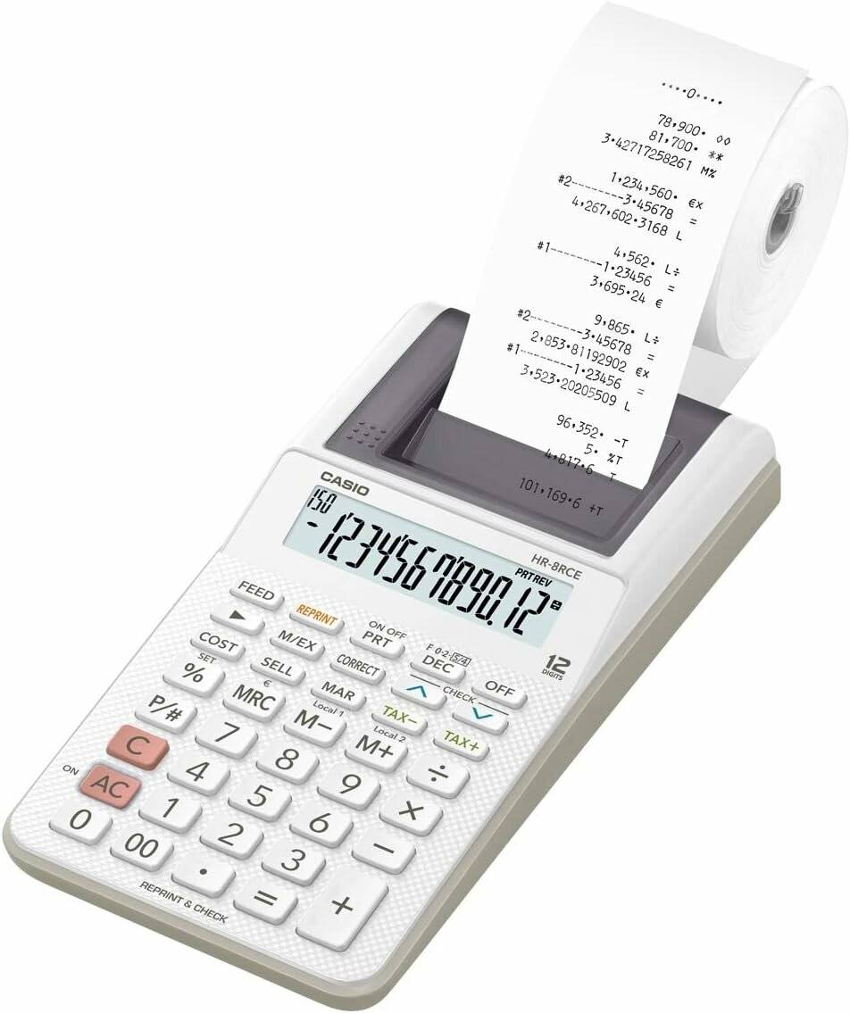 CASIO HR-8RCE Tischrechner druckend weiß