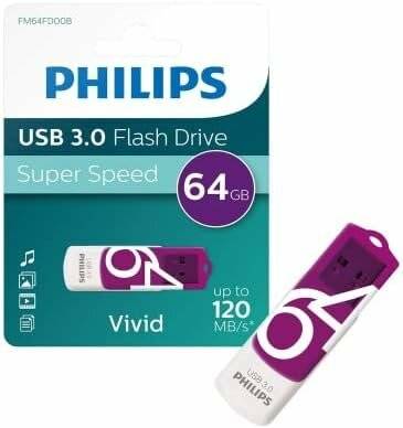 PHILIPS USB-Stick Vivid 3.0 lila, weiß 64 GB
