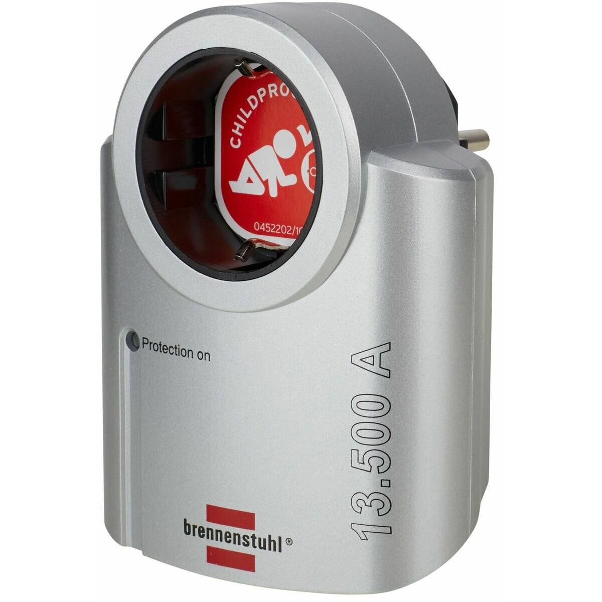 Primera-Line Steckdosenadapter mit Überspannungsschutz (silber, 13.500A Überspannungsschutz)