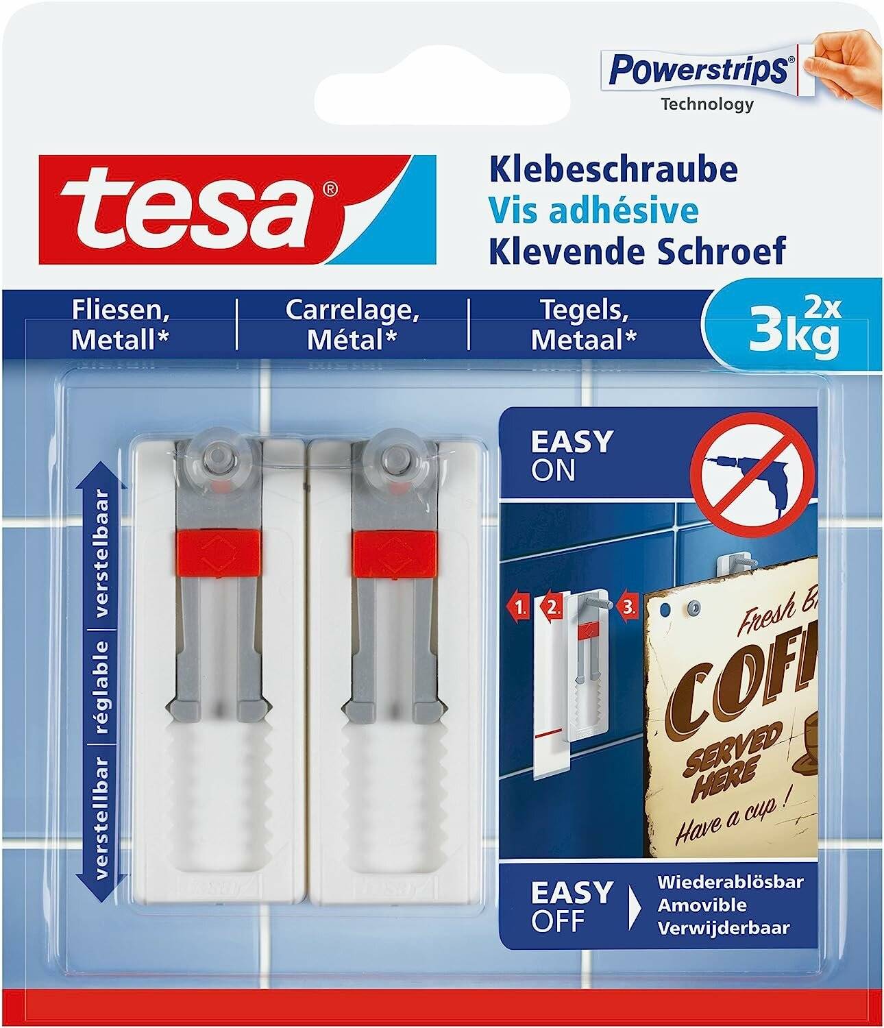 tesa Klebeschraube für max. 3,0 kg 2,4 x 6,4 cm, 2 St.