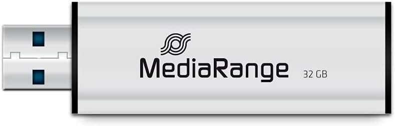 MediaRange' Logo mit stilisiertem kreisförmigen Design über dem Text auf einem hellgrauen Hintergrund.