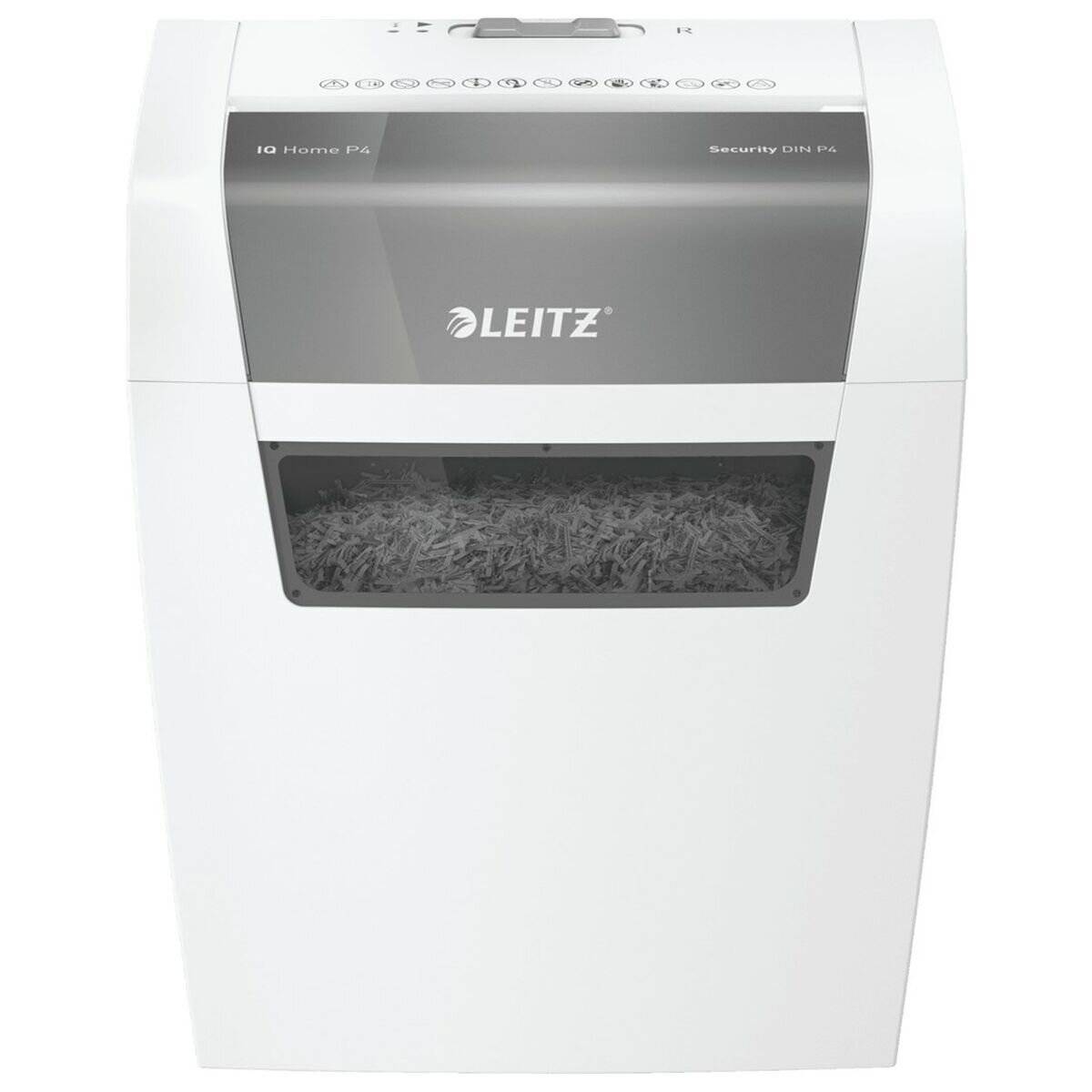 LEITZ IQ Home Aktenvernichter mit Partikelschnitt P-4 4 x 28 mm 6 Blatt weiß