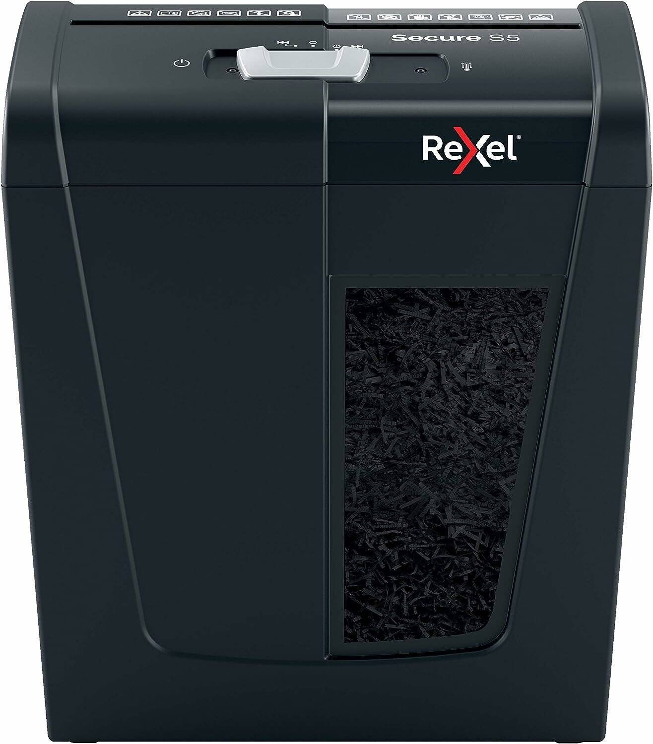 Rexel Secure S5 Aktenvernichter mit Streifenschnitt P-2 6 mm 5 Blatt schwarz