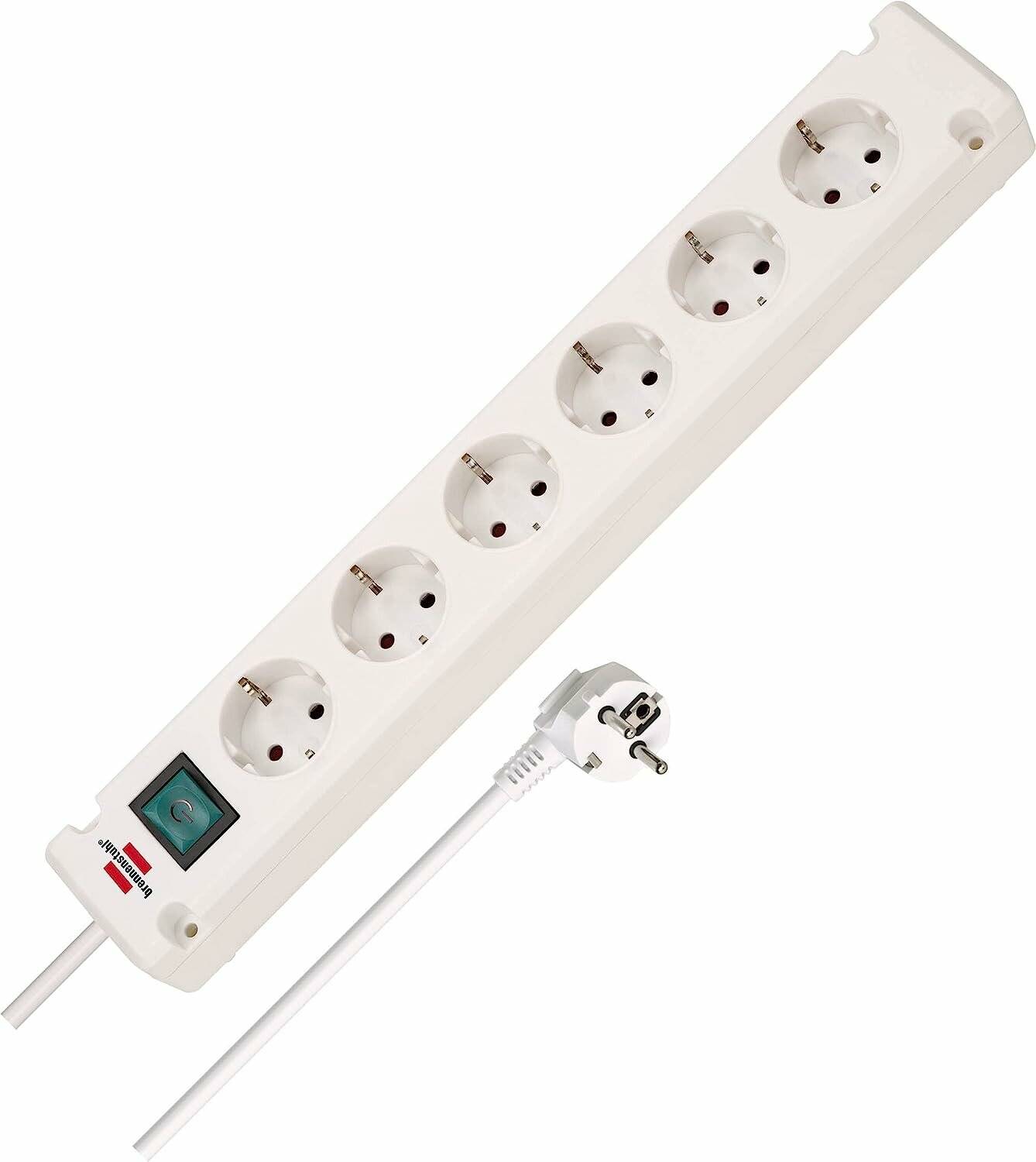 brennenstuhl Bremounta 6-fach Steckdosenleiste mit Schalter 3,0 m weiß