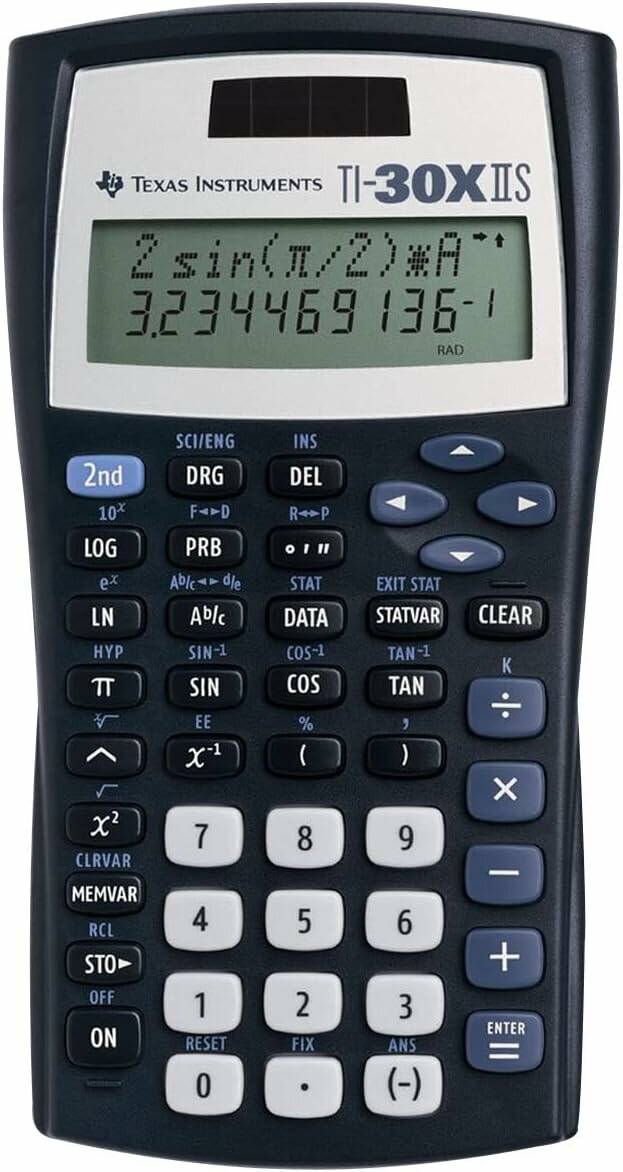 TEXAS INSTRUMENTS TI-30 X II S Wissenschaftlicher Taschenrechner schwarz/silber