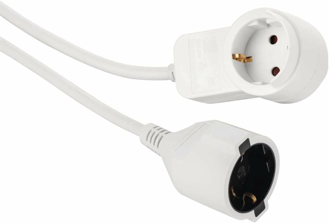 Zwei weiße Elektrostecker, die sich gegenüber stehen, wahrscheinlich nicht verbunden, mit unterschiedlichen Steckdosendesigns.