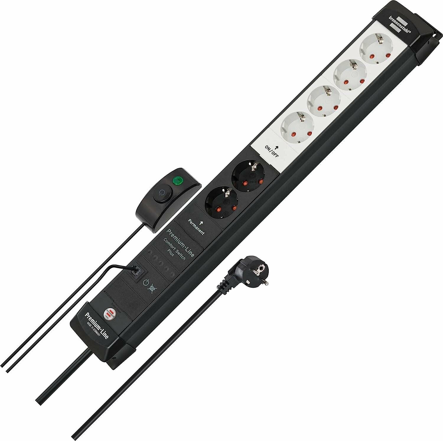 brennenstuhl Premium-Line Comfort Switch Plus 6-fach Steckdosenleiste mit Fußschalter 3,0 m schwarz