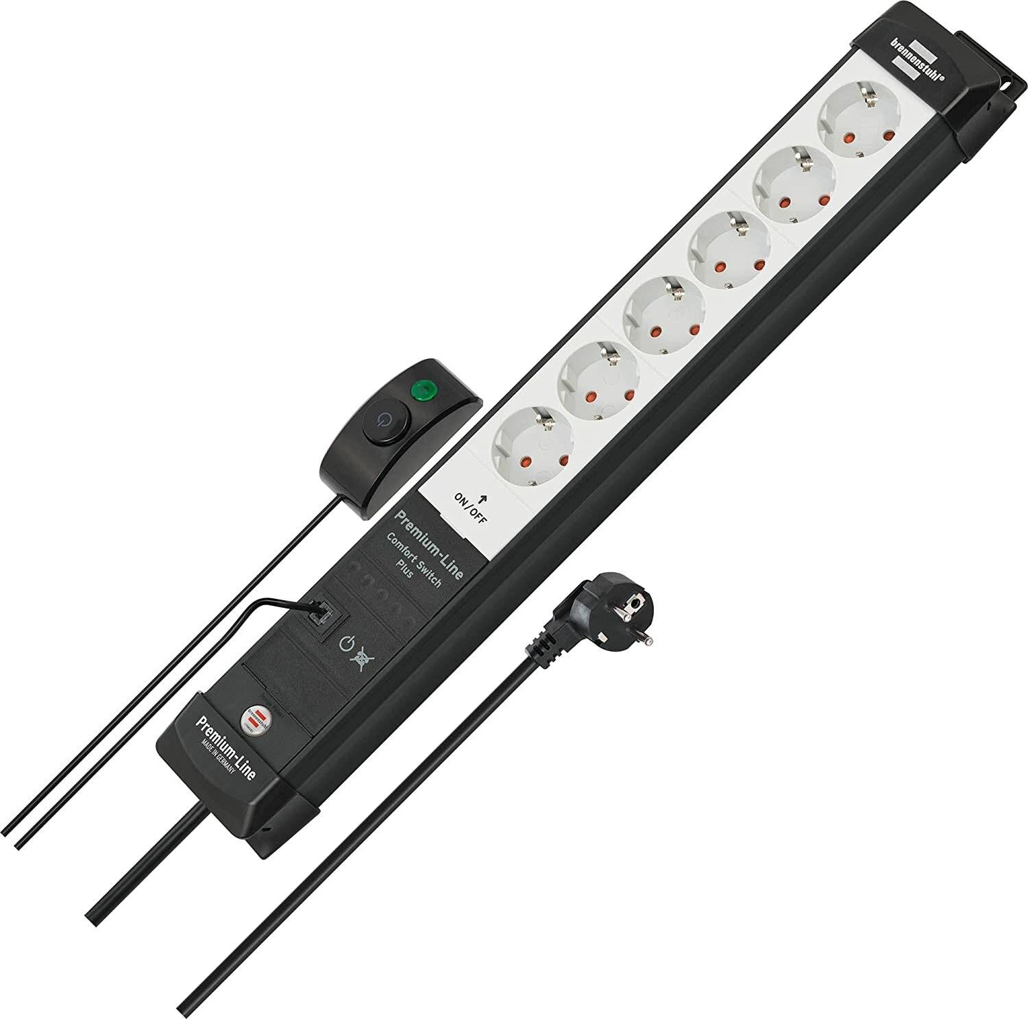 brennenstuhl Premium-Line Comfort Switch Plus 6-fach Steckdosenleiste mit Fußschalter 3,0 m schwarz