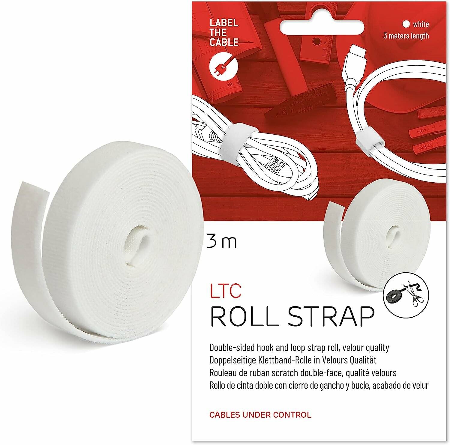 LABEL THE CABLE Klettband ROLL STRAP weiß