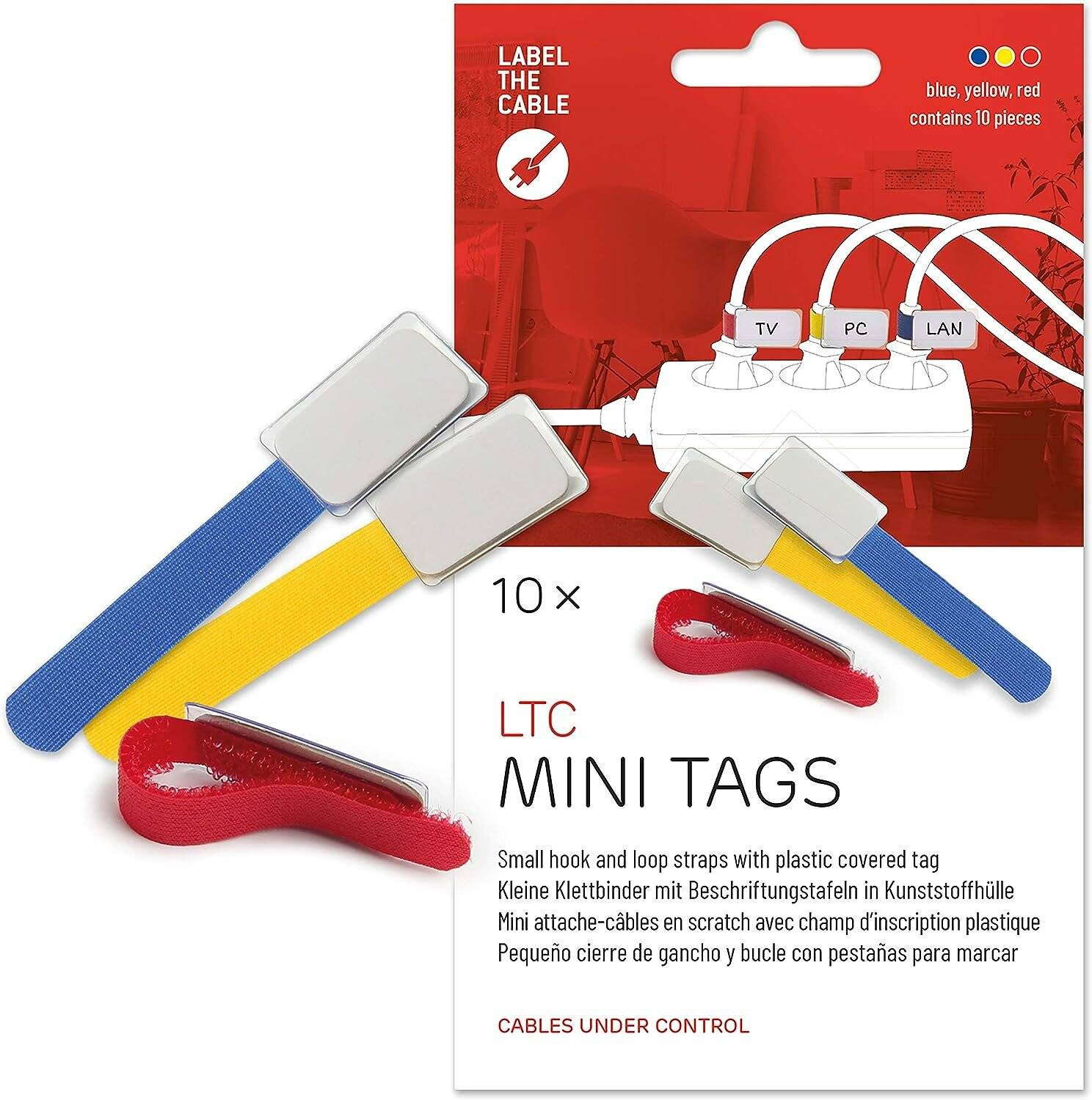 10 LABEL THE CABLE Klettkabelbinder MINI TAGS farbsortiert