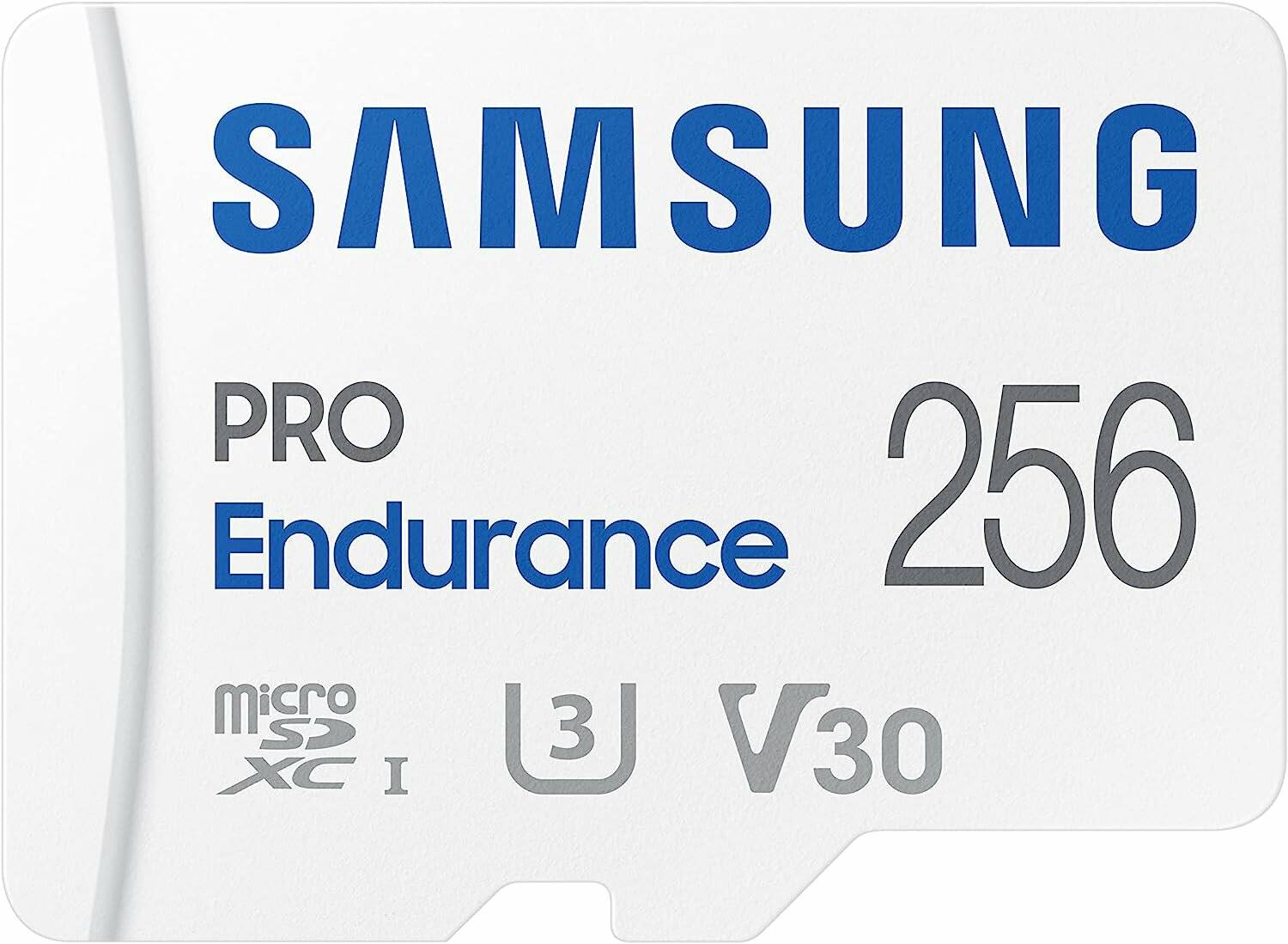 Samsung PRO Endurance 256GB microSDXC, U3, V30.
