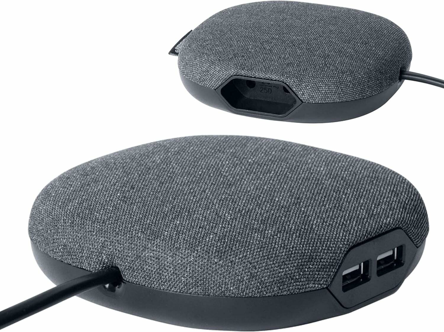 Brennenstuhl estilo Ladestation mit TextiloberflÃ ¤ che, Steckdosenleiste (anthrazit/schwarz, 3 Meter, 2x USB)