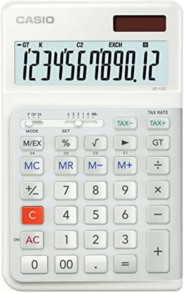 CASIO JE-12E-WE Tischrechner weiß