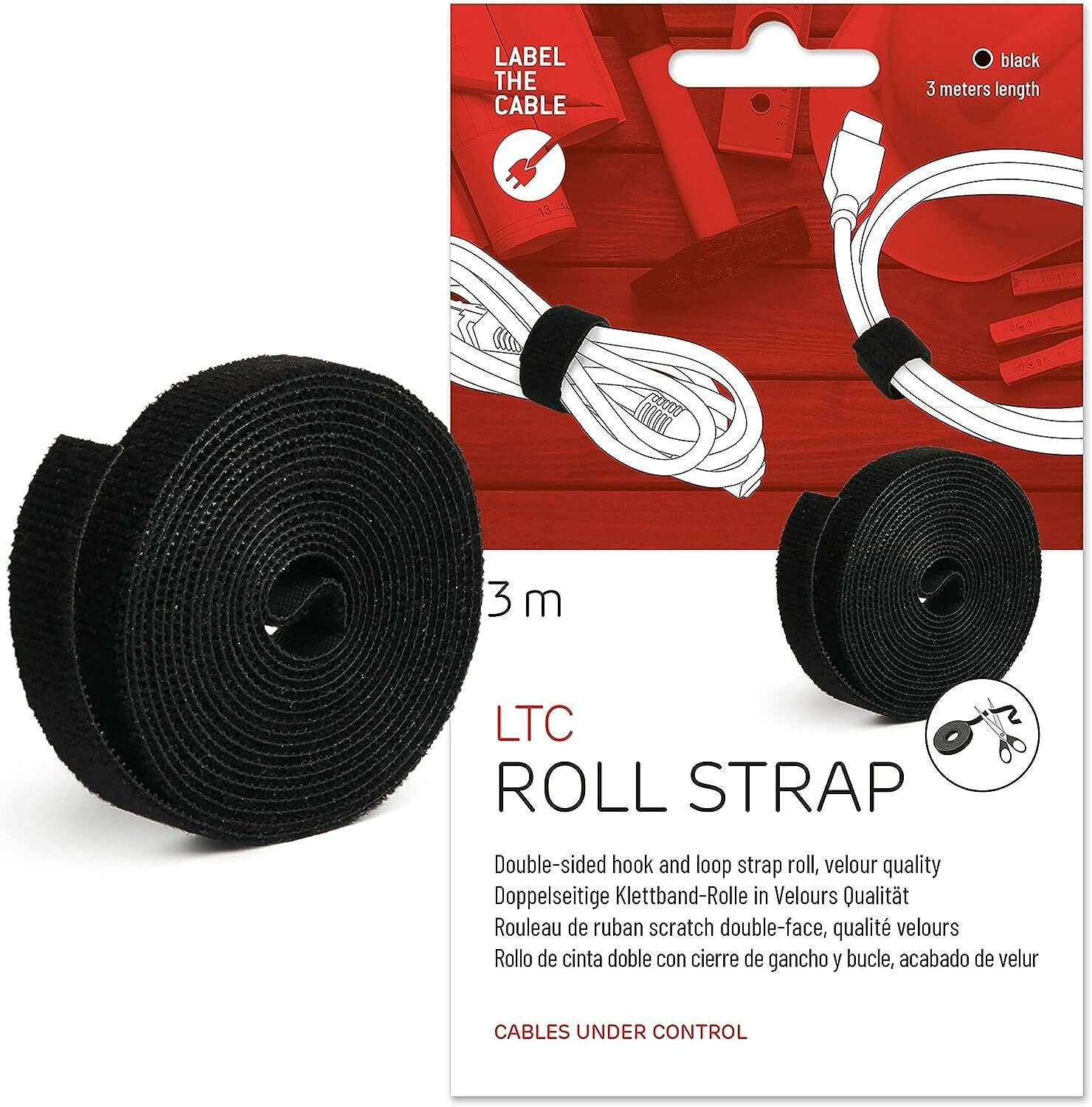 LABEL THE CABLE Klettband ROLL STRAP schwarz