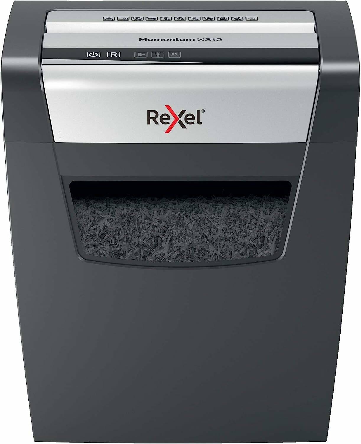Rexel Momentum X312 Aktenvernichter mit Partikelschnitt P-3 5 x 42 mm 12 Blatt schwarz
