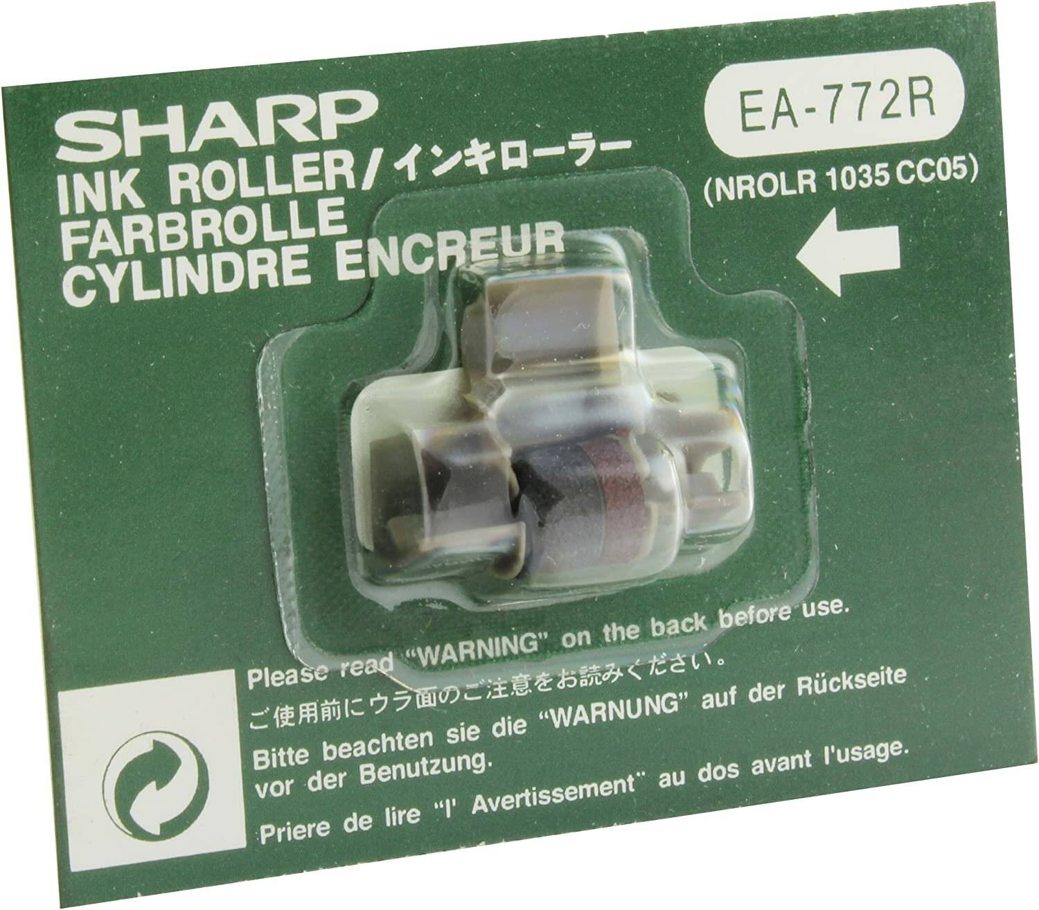 Tintenwalze-Verpackung von 'Sharp', Modell EA-772R. Enthält Produktbeschreibung in mehreren Sprachen.
