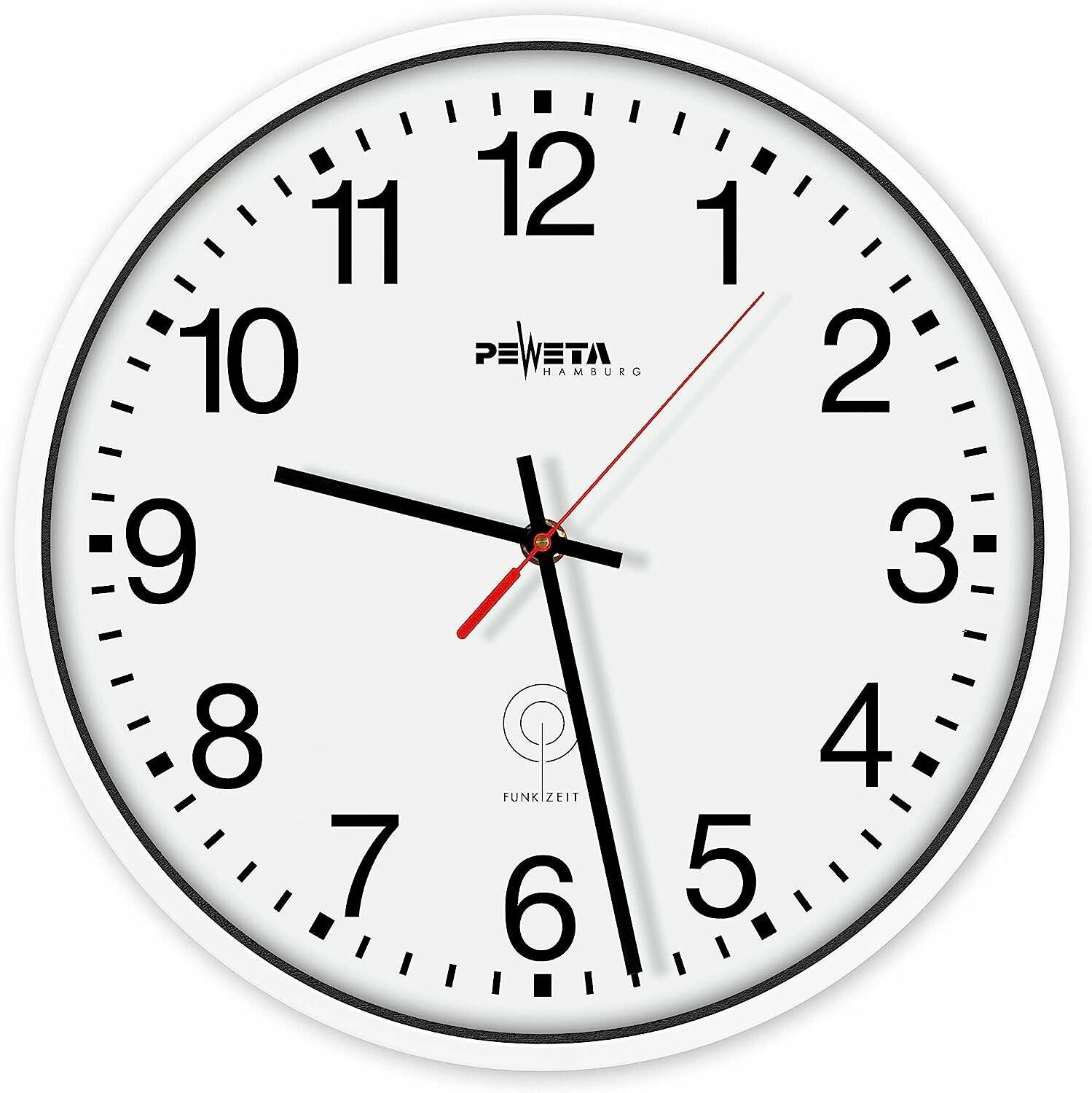 PEWETA Funkwanduhr weiß 30,0 cm Kunststoff