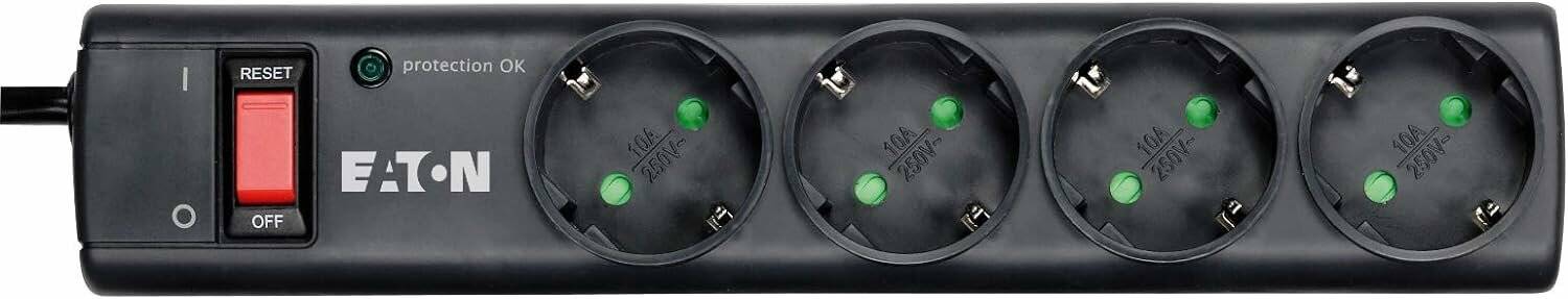 EATON Protection Strip 4 DIN 4-fach Steckdosenleiste mit Überspannungsschutz schwarz