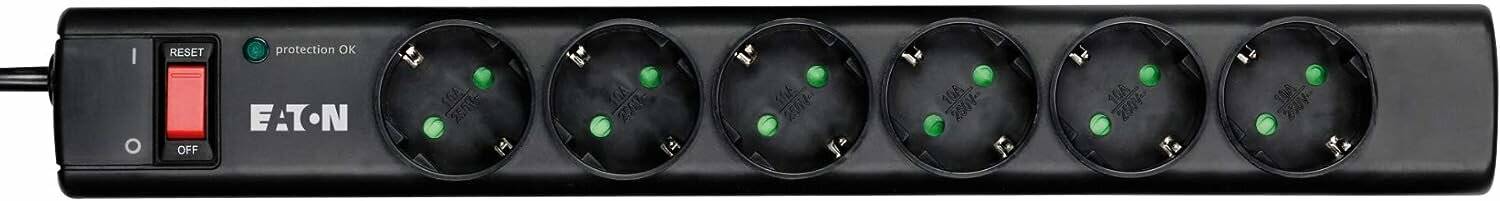 EATON Protection Strip 6 DIN 6-fach Steckdosenleiste mit Überspannungsschutz schwarz