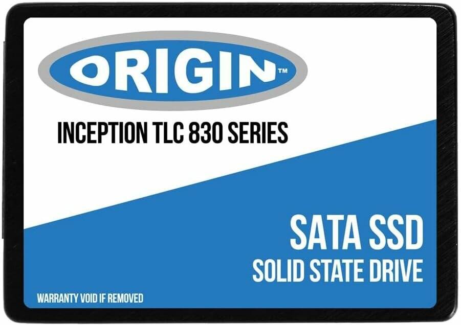 Origin Conception TLC 830 Series' SATA SSD Verpackung mit blau-weißem Design.
