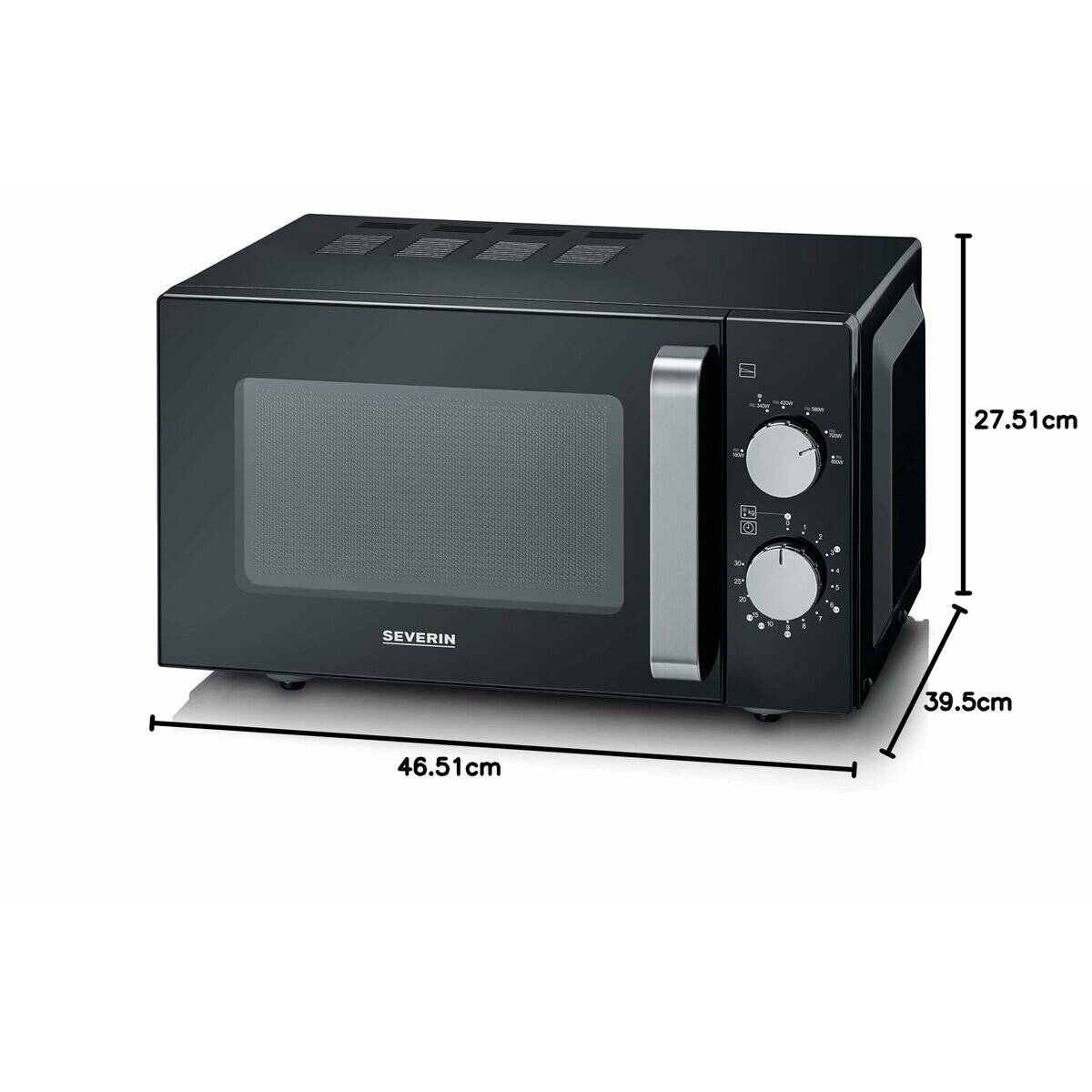 Severin - Mikrowelle mit Keramikplatte 20L/800W - Schwarz/Stahl (24203)