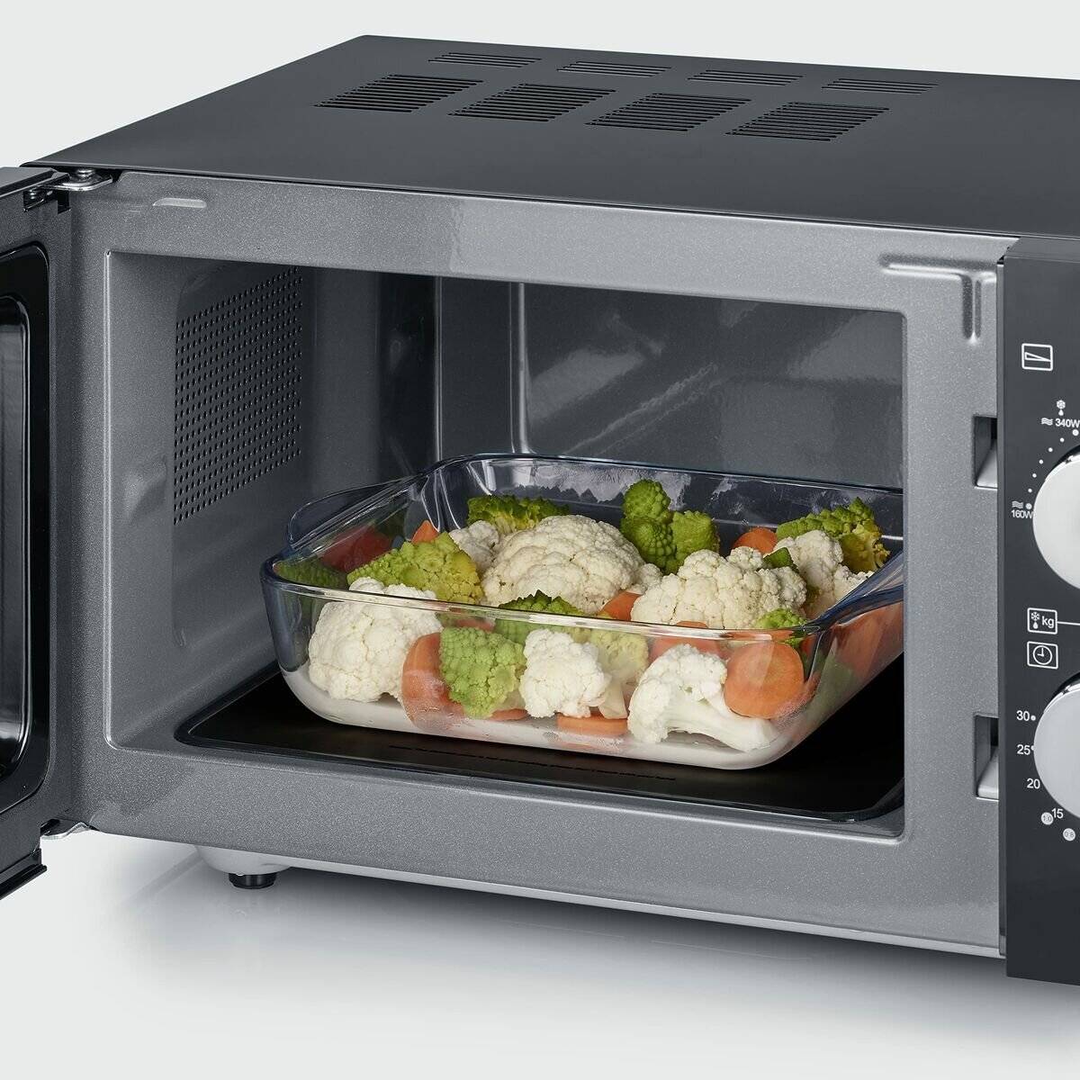 Severin - Mikrowelle mit Keramikplatte 20L/800W - Schwarz/Stahl (24203)