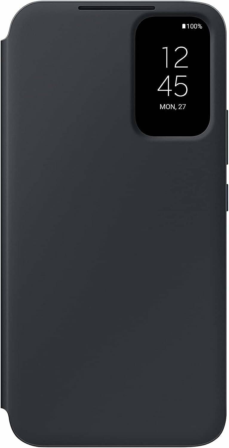 Eine schwarze Smartphone-Hülle mit einer Aussparung für die Kamera und sichtbare Seitenknöpfe.