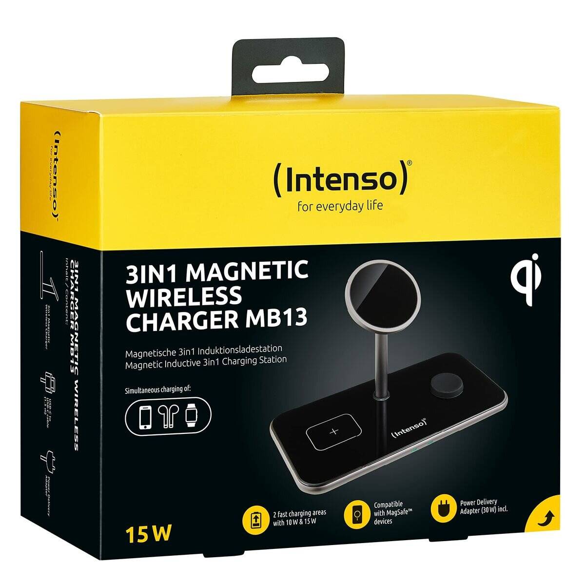 Intenso MB13 3in1 Induktive Ladestation schwarz, 15 Watt