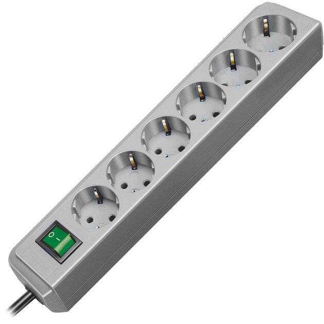 Brennenstuhl Eco-Line Steckdosenleiste 6-fach (grau, 1,5 Meter)