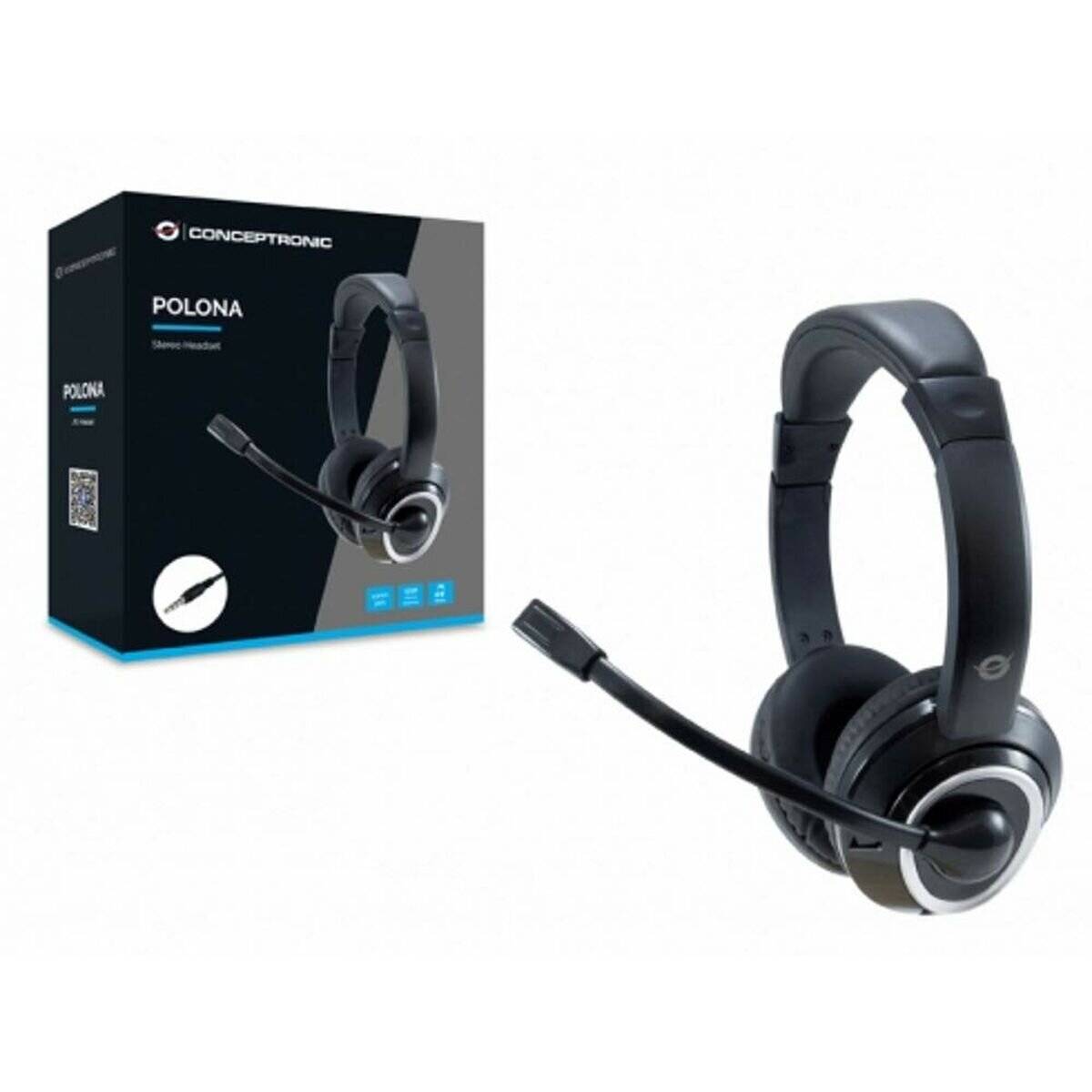 CONCEPTRONIC Headset Klinke 2m Kabel,Mikro,int.Bed.Stereo sw
