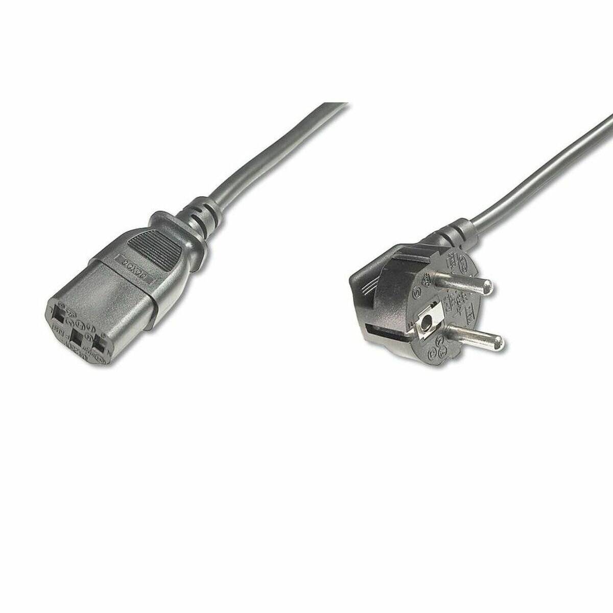 Ein Netzkabel mit einem dreiadrigen Stecker auf der einen Seite und einem C13-Anschluss auf der anderen Seite, verwendet zum Anschluss von Geräten an Stromquellen.