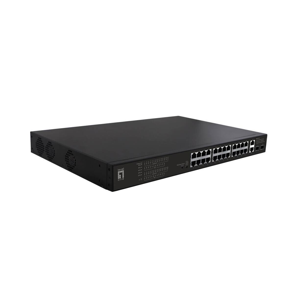 LevelOne Switch 24x FE FGP-2831 2xGE 2xGSFP 19 390W 24xPoE+