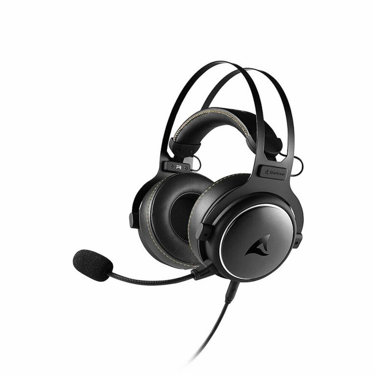 Ein schwarzes Over-Ear-Gaming-Headset mit gepolstertem Kopfbügel und Mikrofon.