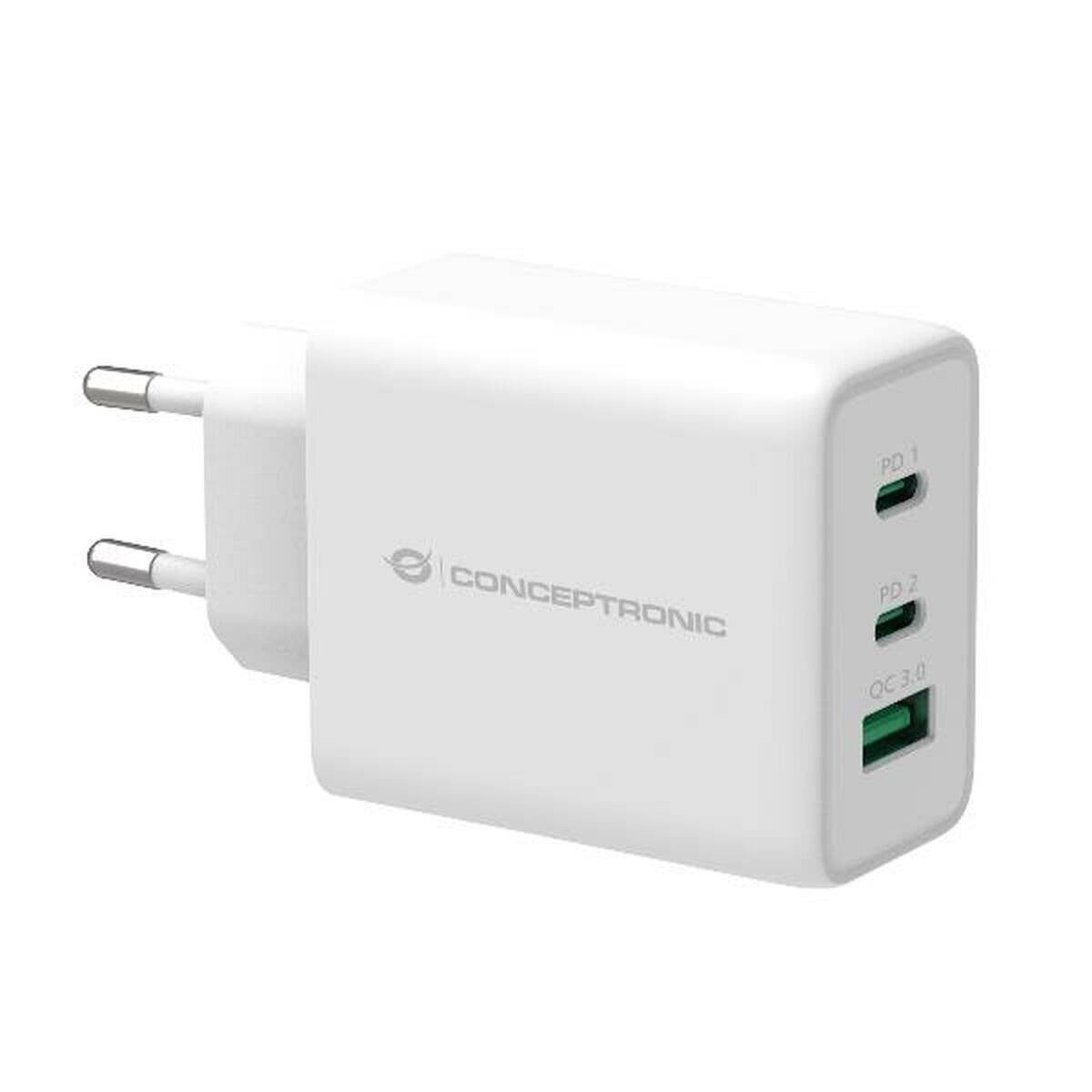 CONCEPTRONIC Ladegerät 3Port 65W,USB-C/USB-A PD weiß