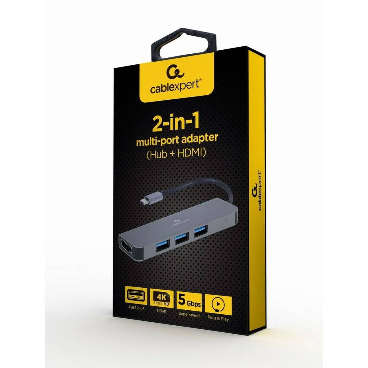 gembird 3-Port USB Typ-C 2-in-1 Kombi Adapter (Hub+HDMI)