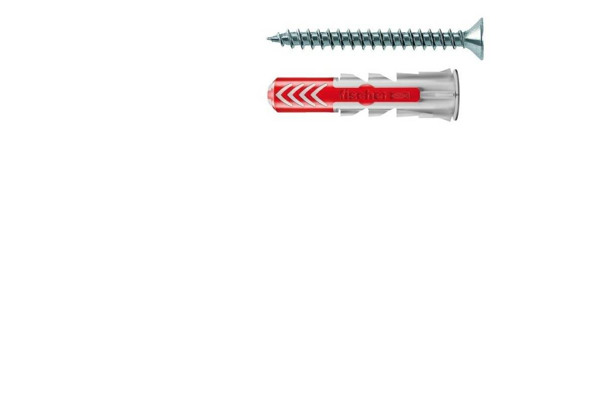 fischer Dübel DUOPOWER 6x30 S LD (hellgrau/rot, 50 Stück, mit Schraube)
