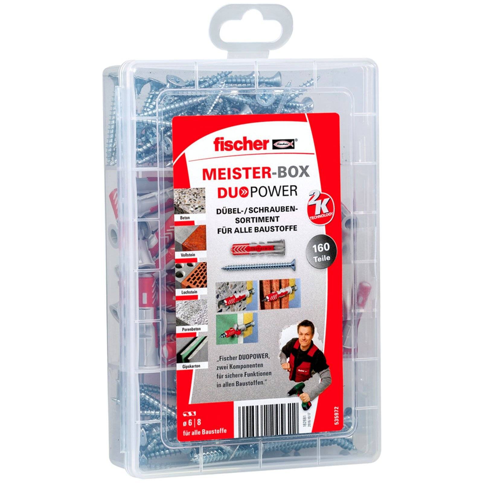 Eine transparente Plastikbox mit einem Etikett, das 