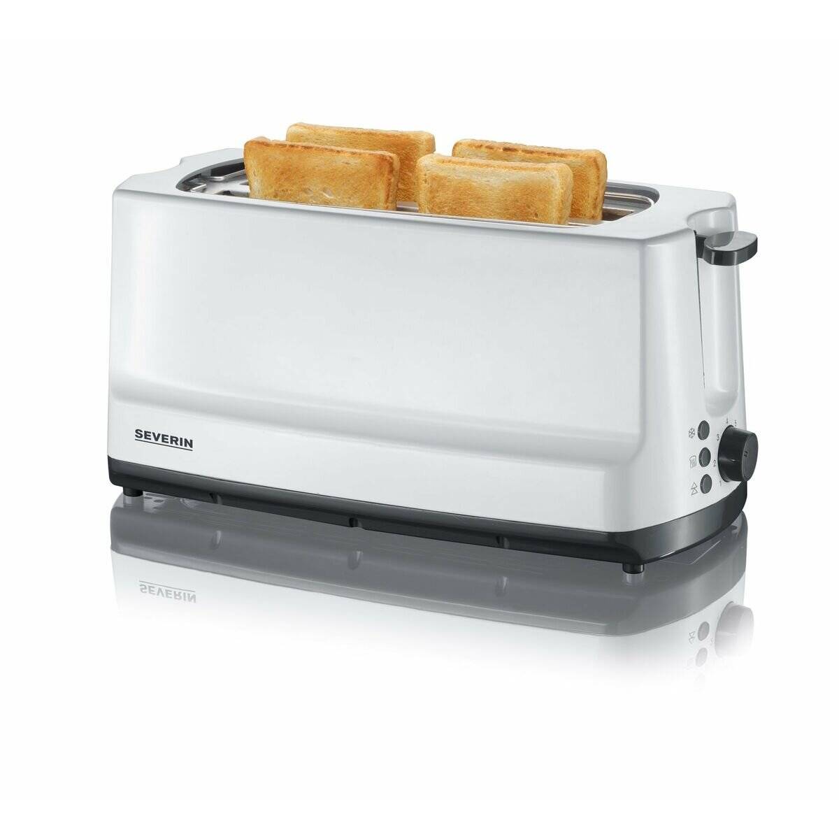 Automatik-Langschlitztoaster AT 2234 (weiß/grau, 1.400 Watt, für 4 Scheiben Toast)